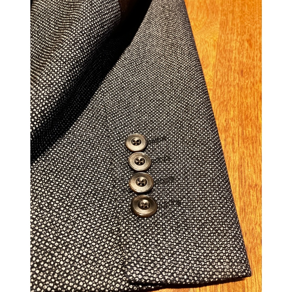 Stafford Mens 48R Grey Micro Pattern Blazer Sport Coat Brown Elbow Patches - Picture 4 of 12